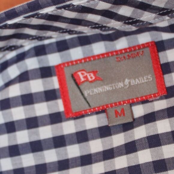NEW Pennington Bailes Button Down Shirt Navy/ White Men Size Medium - Picture 9 of 13